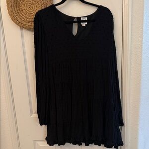 Blue Rain Black Dot Dress
